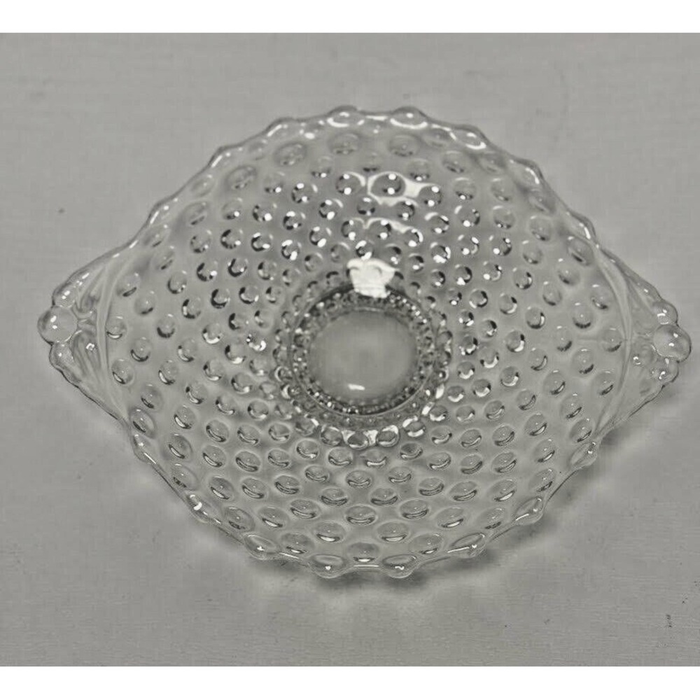 Vintage‎ Duncan & Miller Glass Hobnail Pressed Clear Mint Dish handles footed